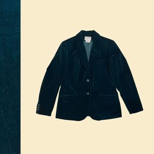Vintage 70s green velvet blazer, 1970s Prestige Sportswear size 10 jacket